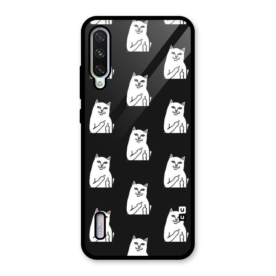 Chill Cat Pattern Glass Back Case for Mi A3