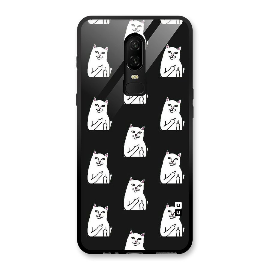 Chill Cat Pattern Glass Back Case for OnePlus 6