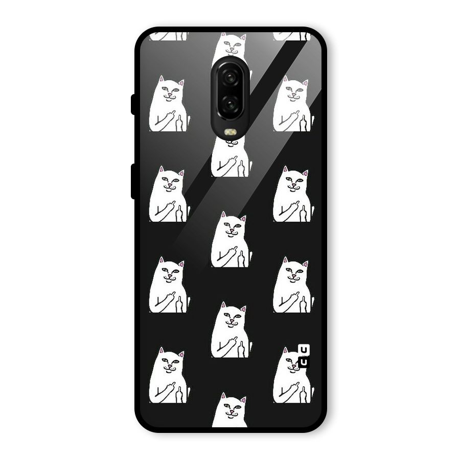 Chill Cat Pattern Glass Back Case for OnePlus 6T