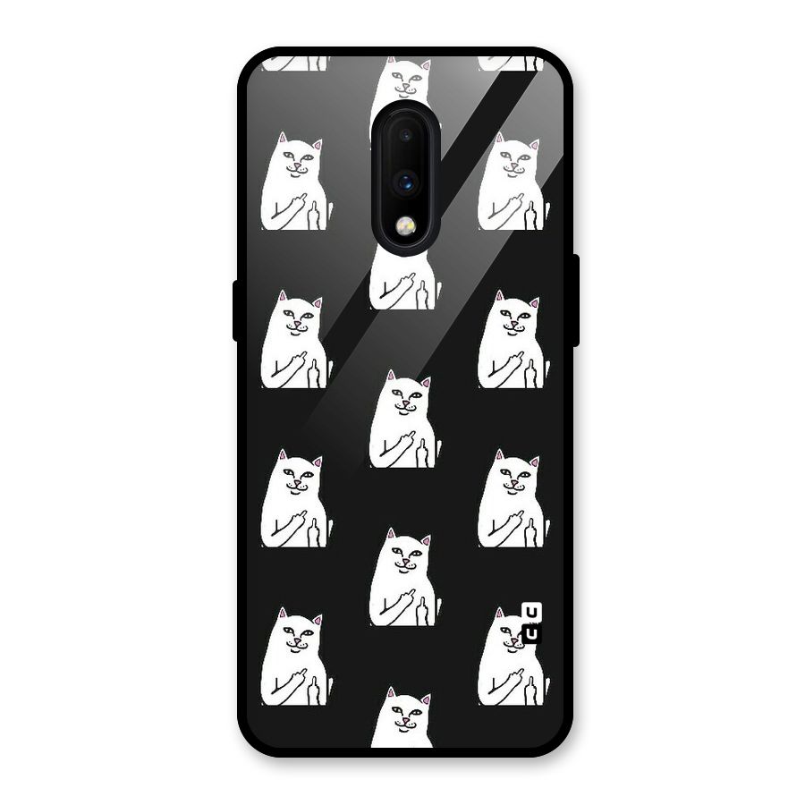 Chill Cat Pattern Glass Back Case for OnePlus 7