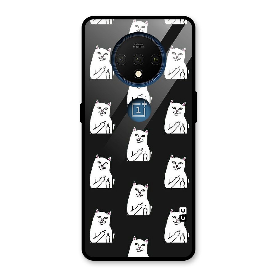 Chill Cat Pattern Glass Back Case for OnePlus 7T