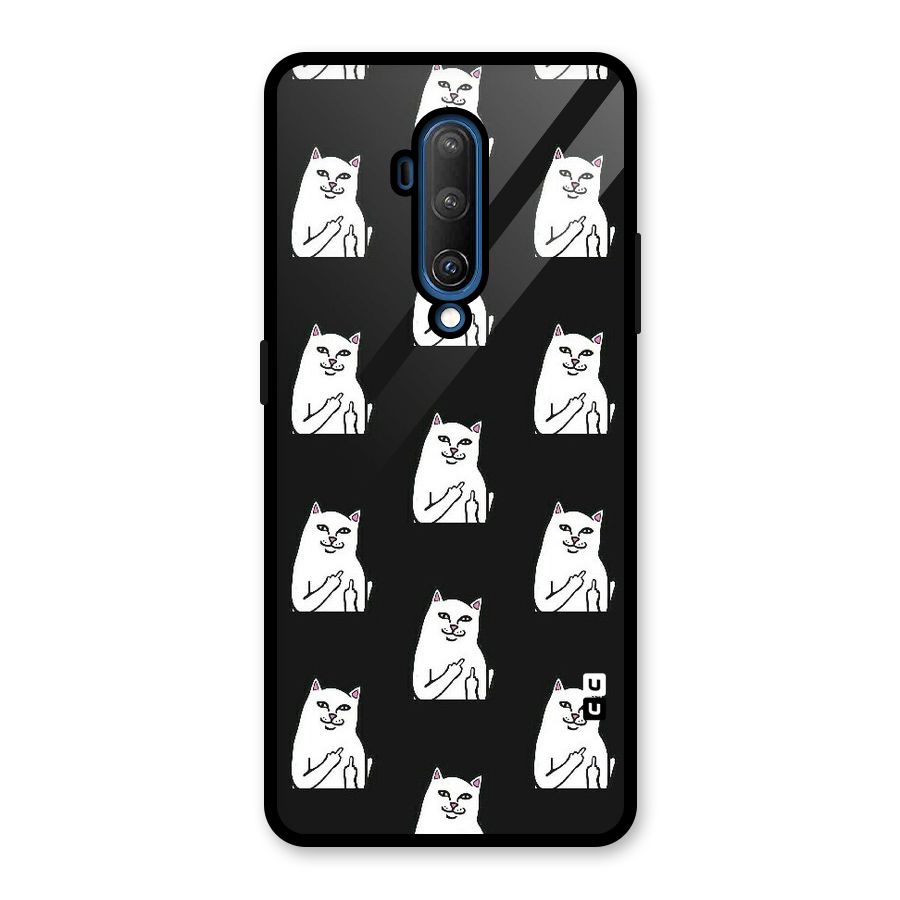 Chill Cat Pattern Glass Back Case for OnePlus 7T Pro