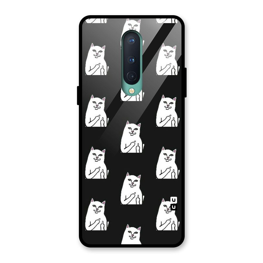 Chill Cat Pattern Glass Back Case for OnePlus 8