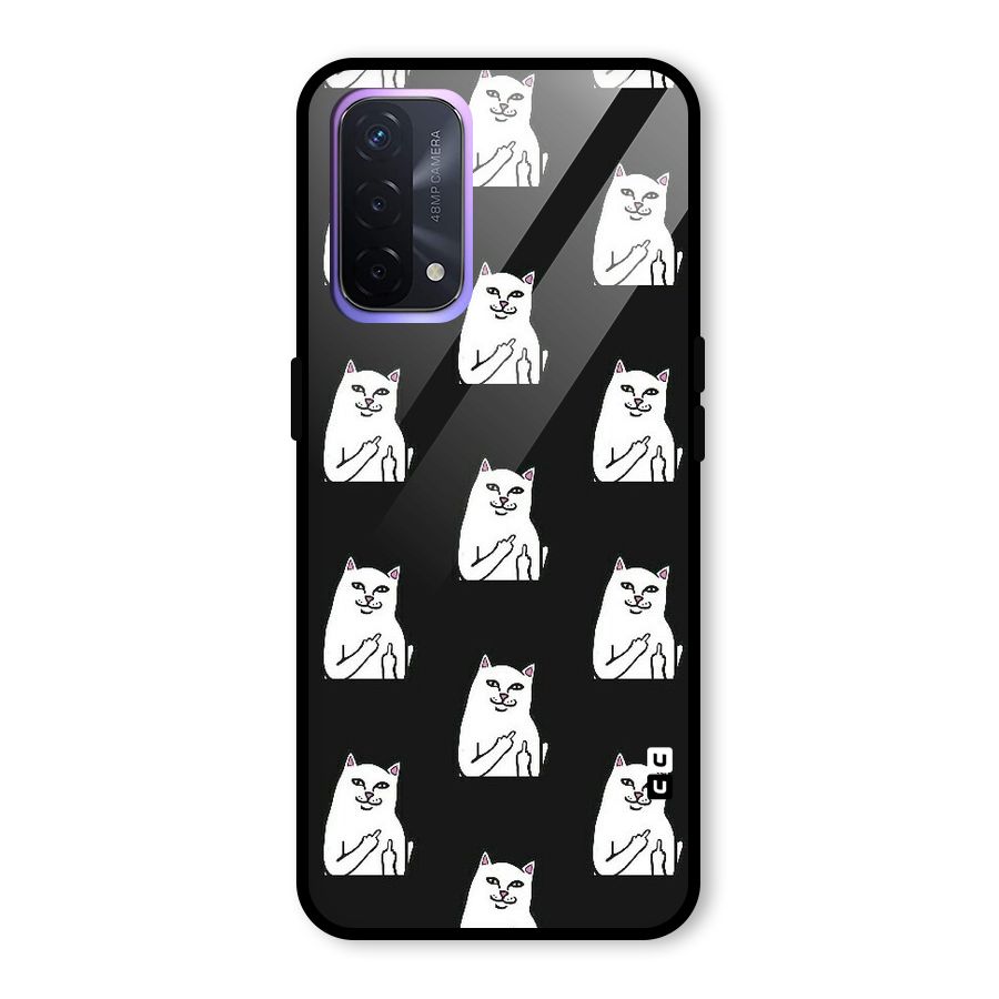 Chill Cat Pattern Glass Back Case for Oppo A74 5G