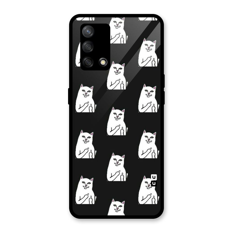 Chill Cat Pattern Glass Back Case for Oppo F19
