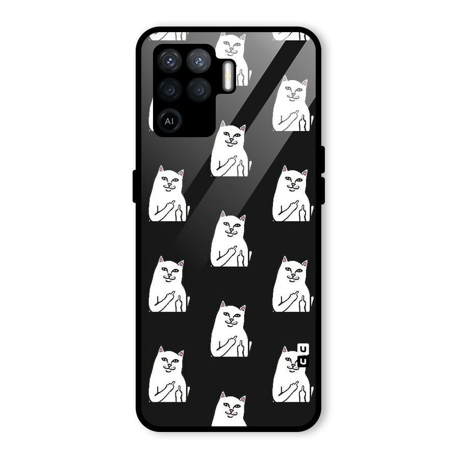 Chill Cat Pattern Glass Back Case for Oppo F19 Pro