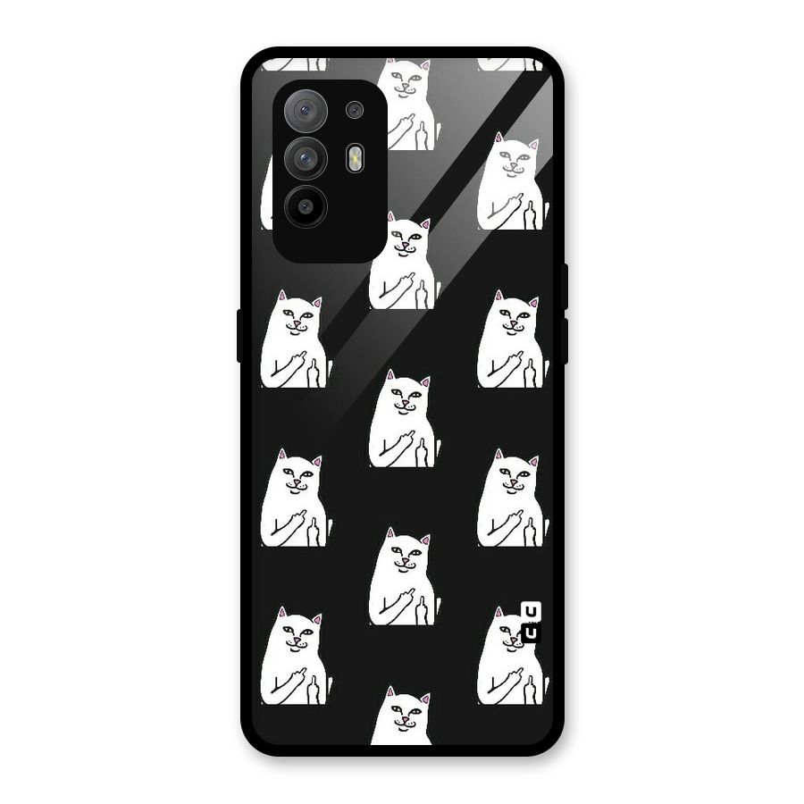 Chill Cat Pattern Glass Back Case for Oppo F19 Pro Plus 5G