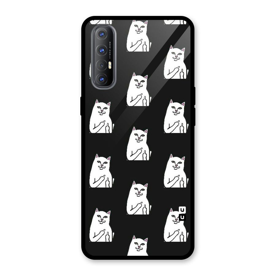 Chill Cat Pattern Glass Back Case for Oppo Reno3 Pro