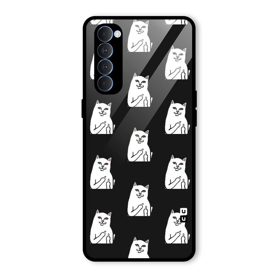 Chill Cat Pattern Glass Back Case for Oppo Reno4 Pro
