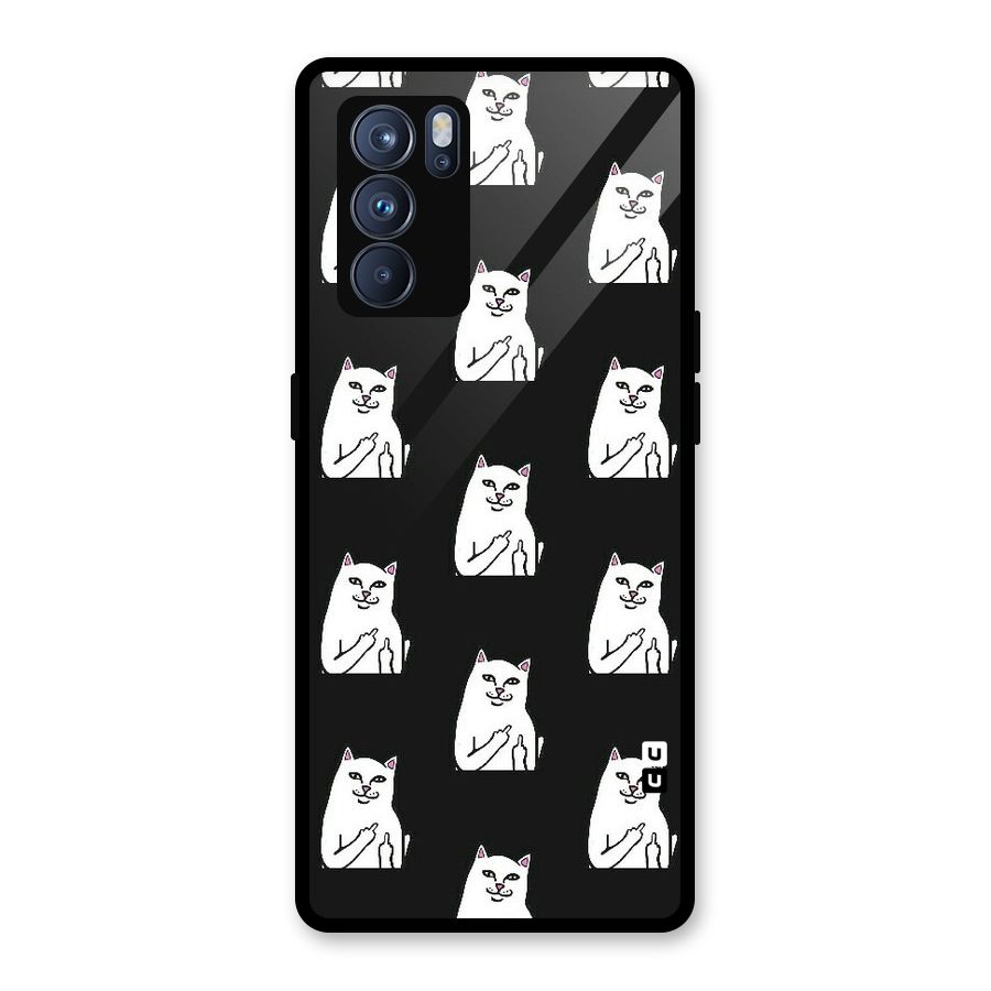 Chill Cat Pattern Glass Back Case for Oppo Reno6 Pro 5G