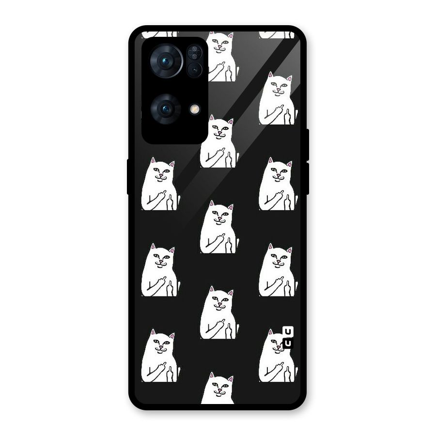Chill Cat Pattern Glass Back Case for Oppo Reno7 Pro 5G