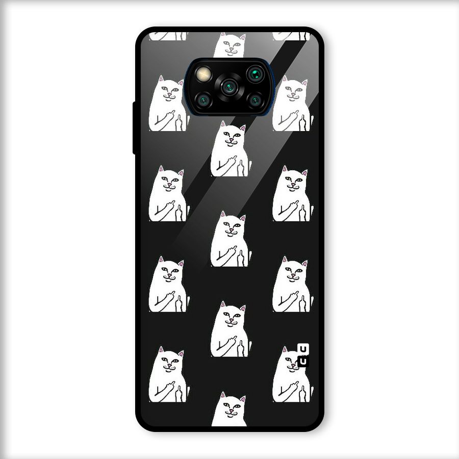 Chill Cat Pattern Glass Back Case for Poco X3