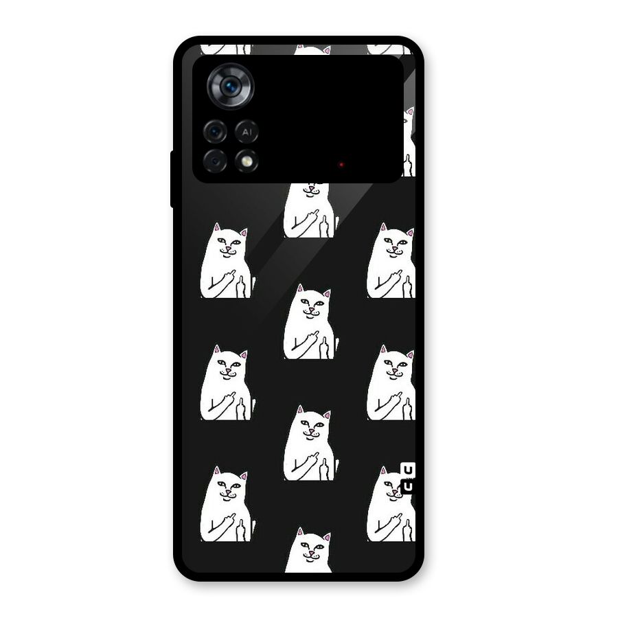Chill Cat Pattern Glass Back Case for Poco X4 Pro 5G