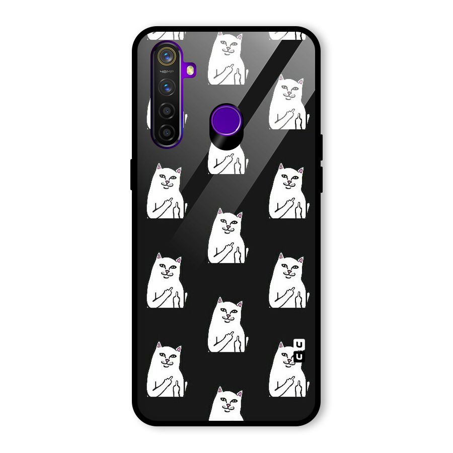 Chill Cat Pattern Glass Back Case for Realme 5 Pro