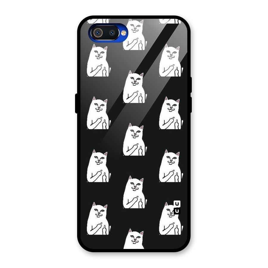 Chill Cat Pattern Glass Back Case for Realme C2
