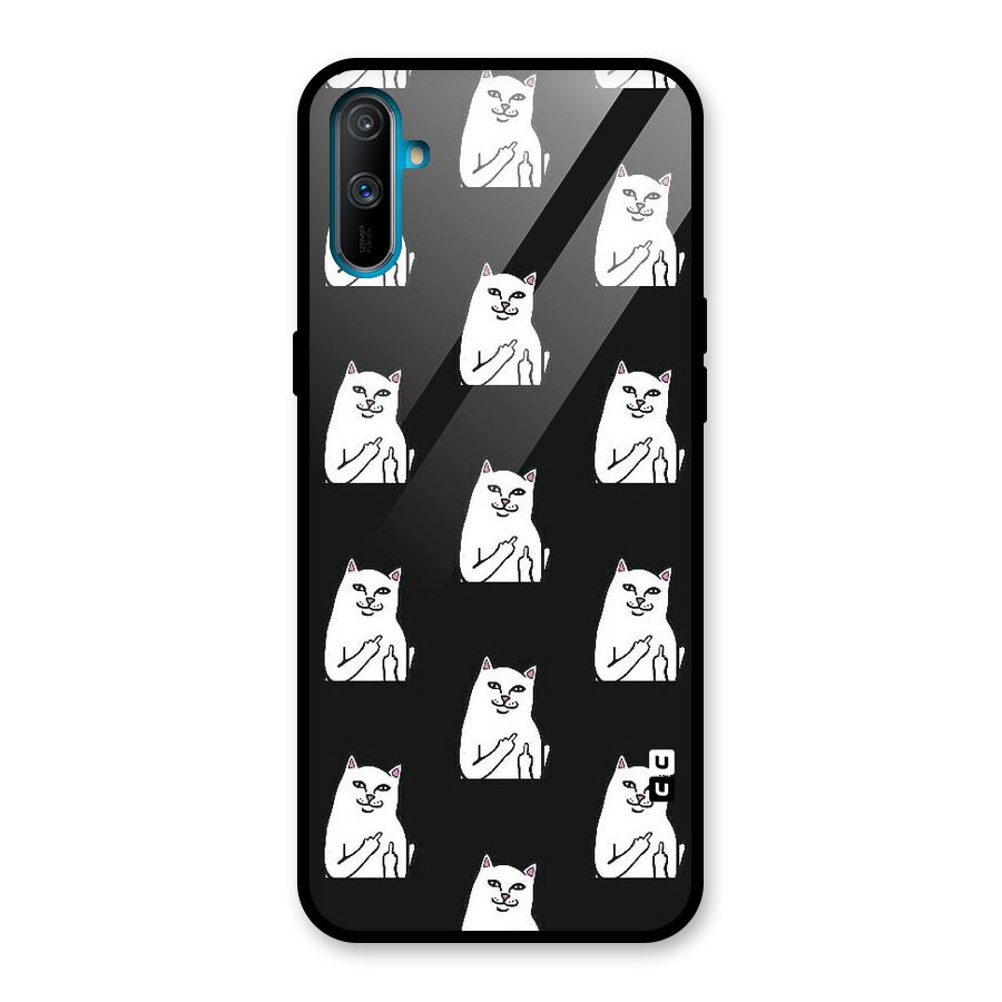 Chill Cat Pattern Glass Back Case for Realme C3