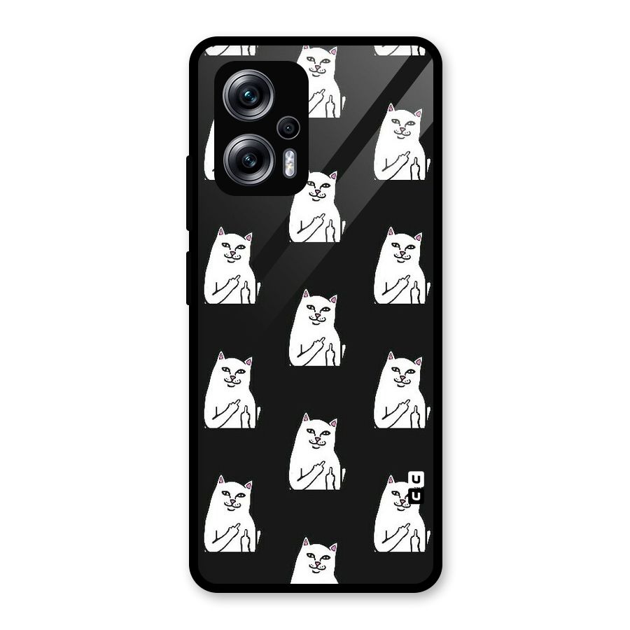Chill Cat Pattern Glass Back Case for Redmi K50i