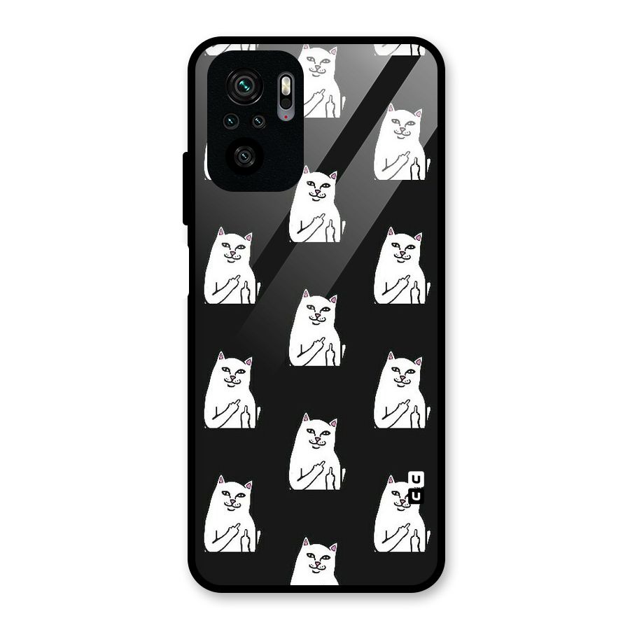 Chill Cat Pattern Glass Back Case for Redmi Note 10