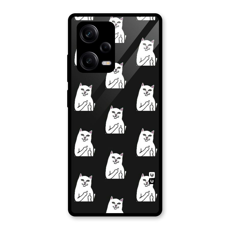 Chill Cat Pattern Glass Back Case for Redmi Note 12 Pro