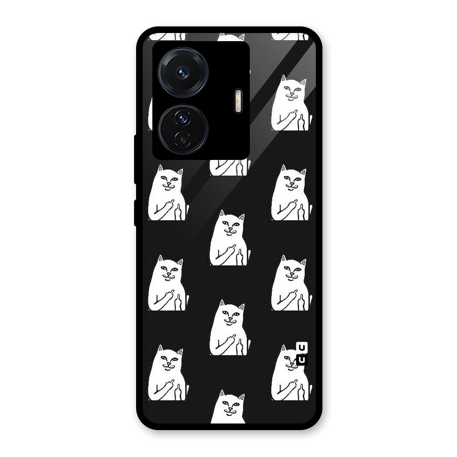 Chill Cat Pattern Glass Back Case for Vivo T1 Pro