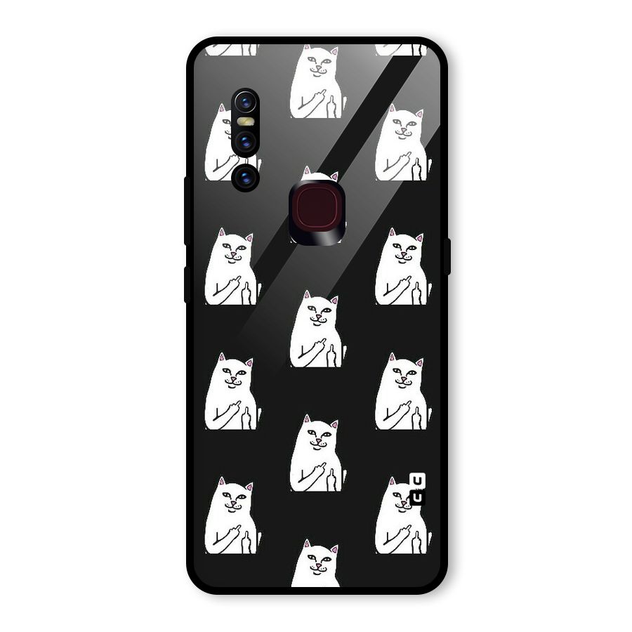 Chill Cat Pattern Glass Back Case for Vivo V15