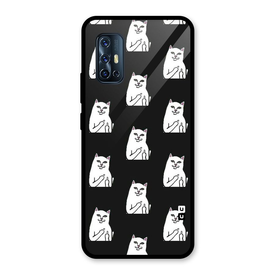 Chill Cat Pattern Glass Back Case for Vivo V17