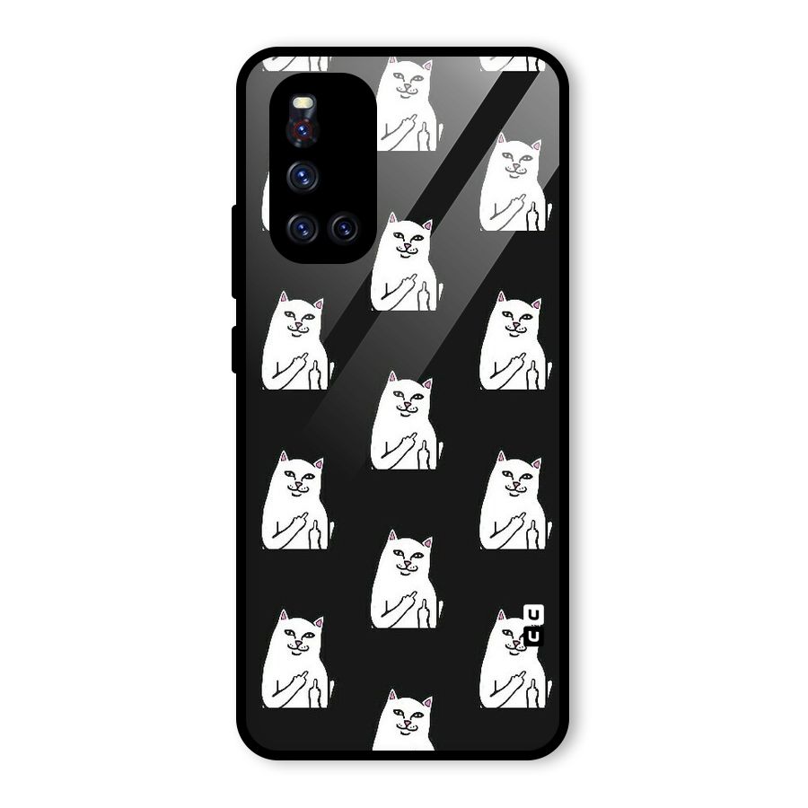 Chill Cat Pattern Glass Back Case for Vivo V19