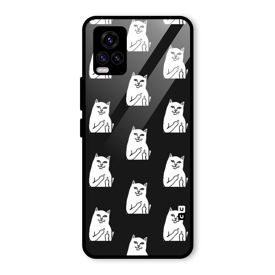 Chill Cat Pattern Glass Back Case for Vivo V20