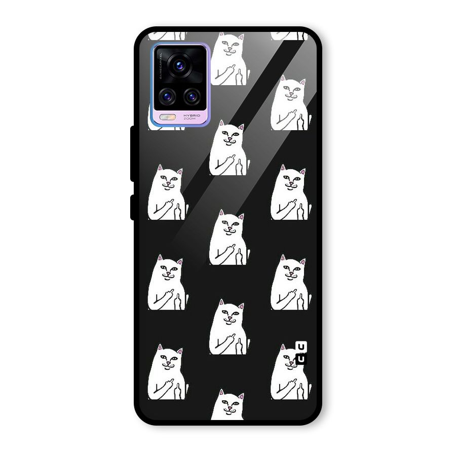 Chill Cat Pattern Glass Back Case for Vivo V20 Pro