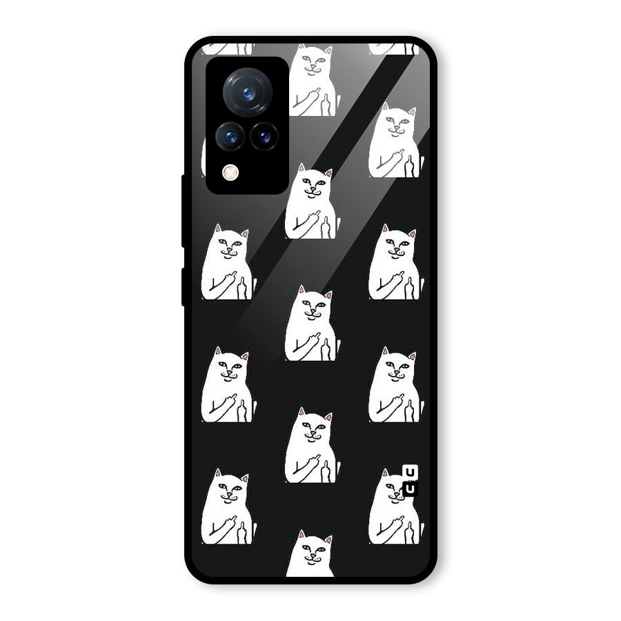 Chill Cat Pattern Glass Back Case for Vivo V21 5G