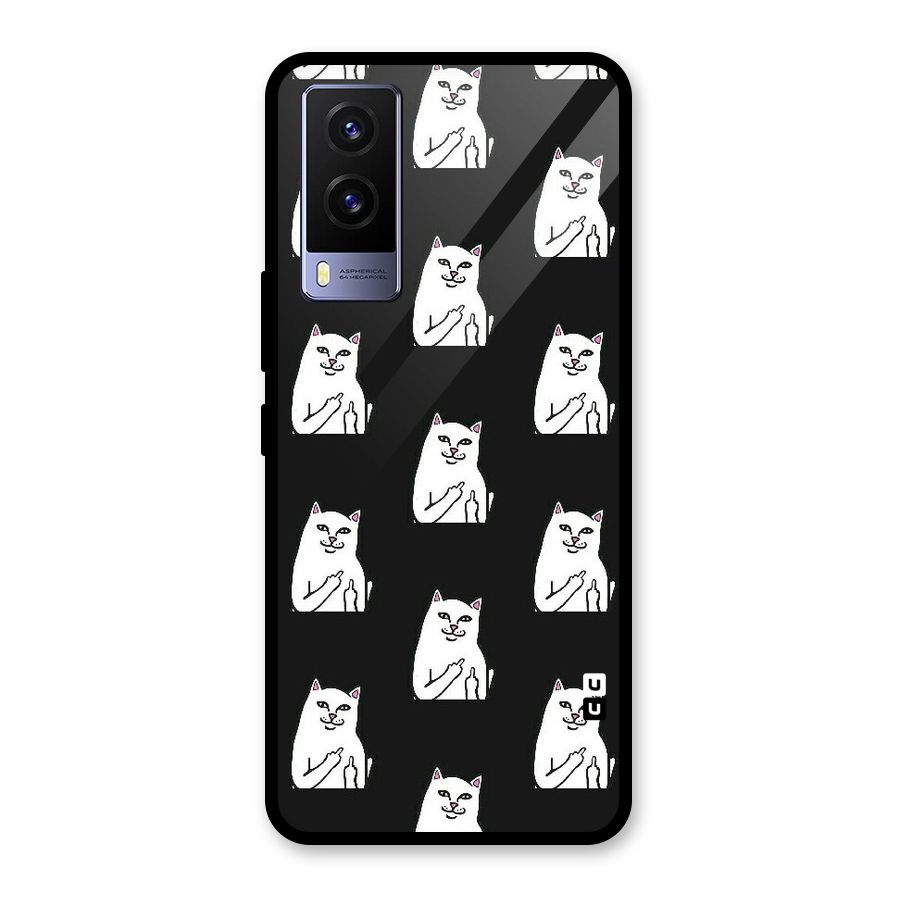 Chill Cat Pattern Glass Back Case for Vivo V21e 5G