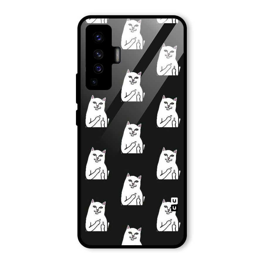 Chill Cat Pattern Glass Back Case for Vivo X50