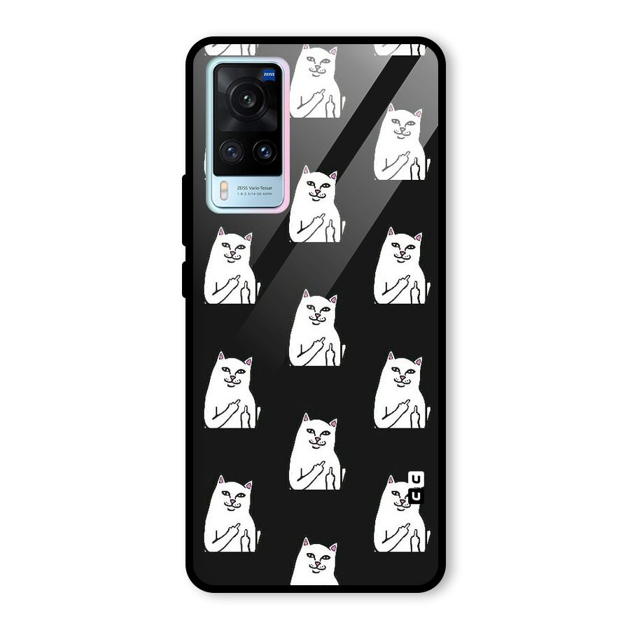 Chill Cat Pattern Glass Back Case for Vivo X60