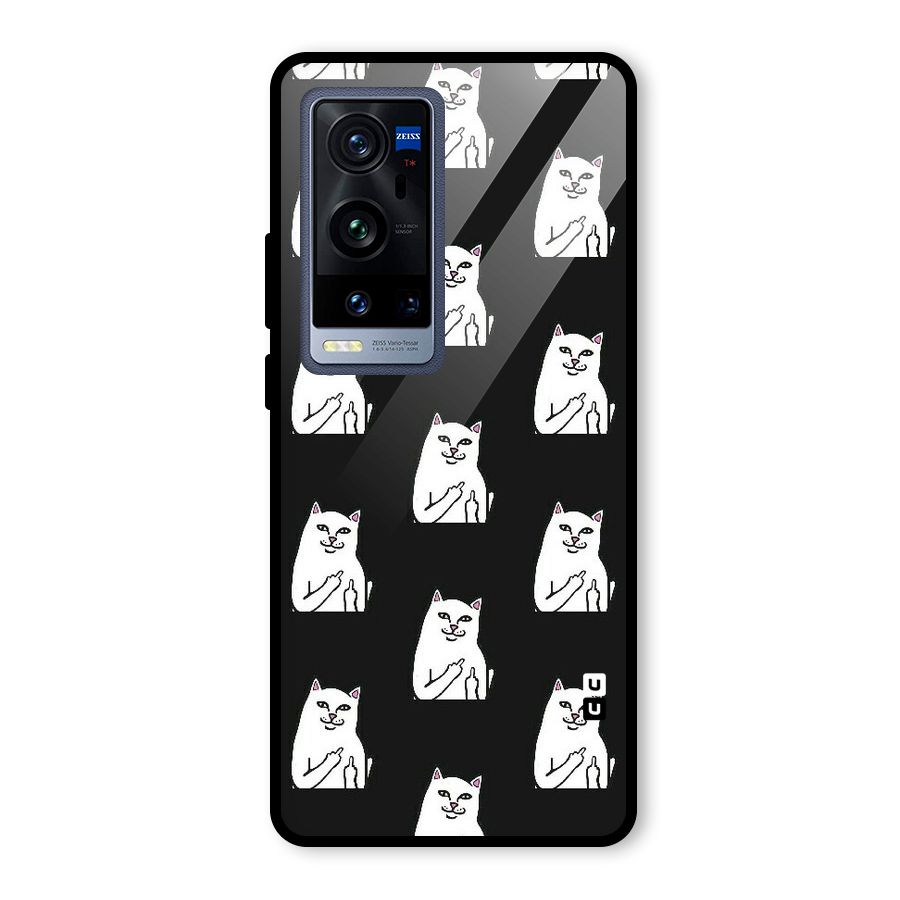 Chill Cat Pattern Glass Back Case for Vivo X60 Pro Plus