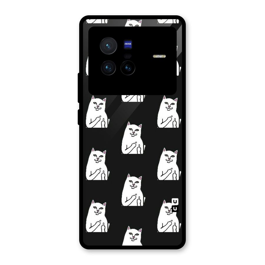 Chill Cat Pattern Glass Back Case for Vivo X80