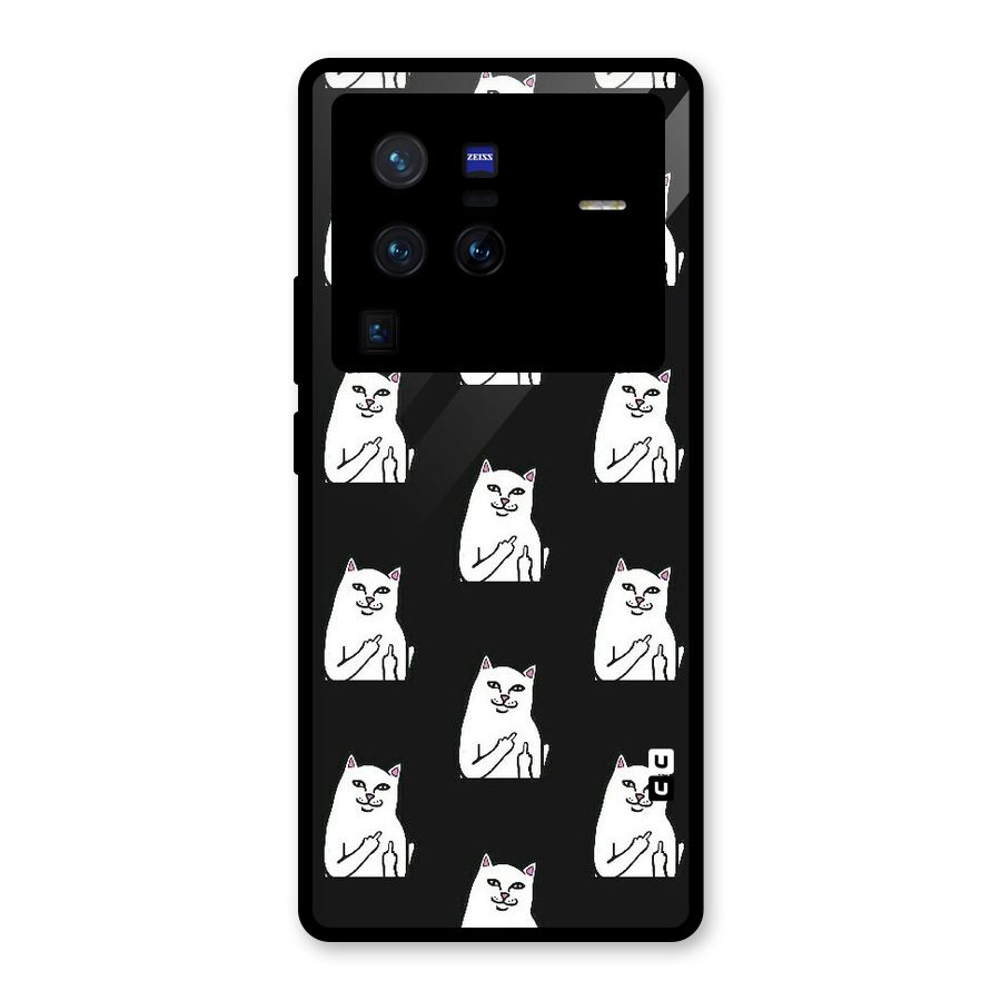Chill Cat Pattern Glass Back Case for Vivo X80 Pro