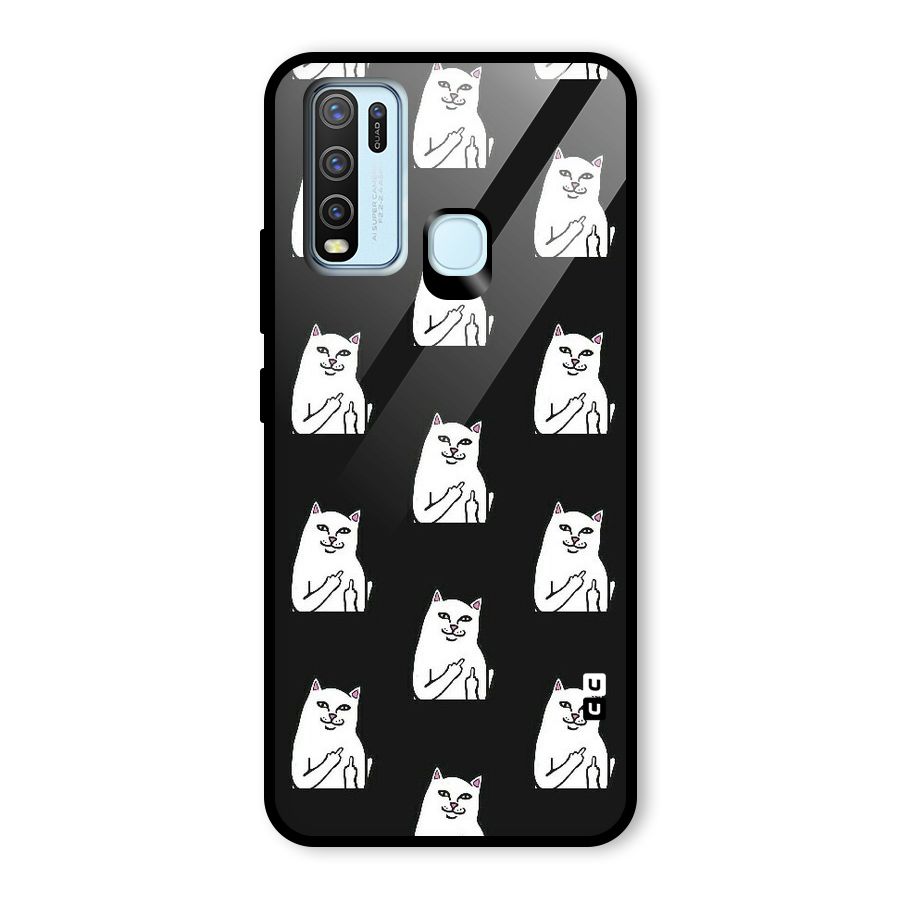 Chill Cat Pattern Glass Back Case for Vivo Y30
