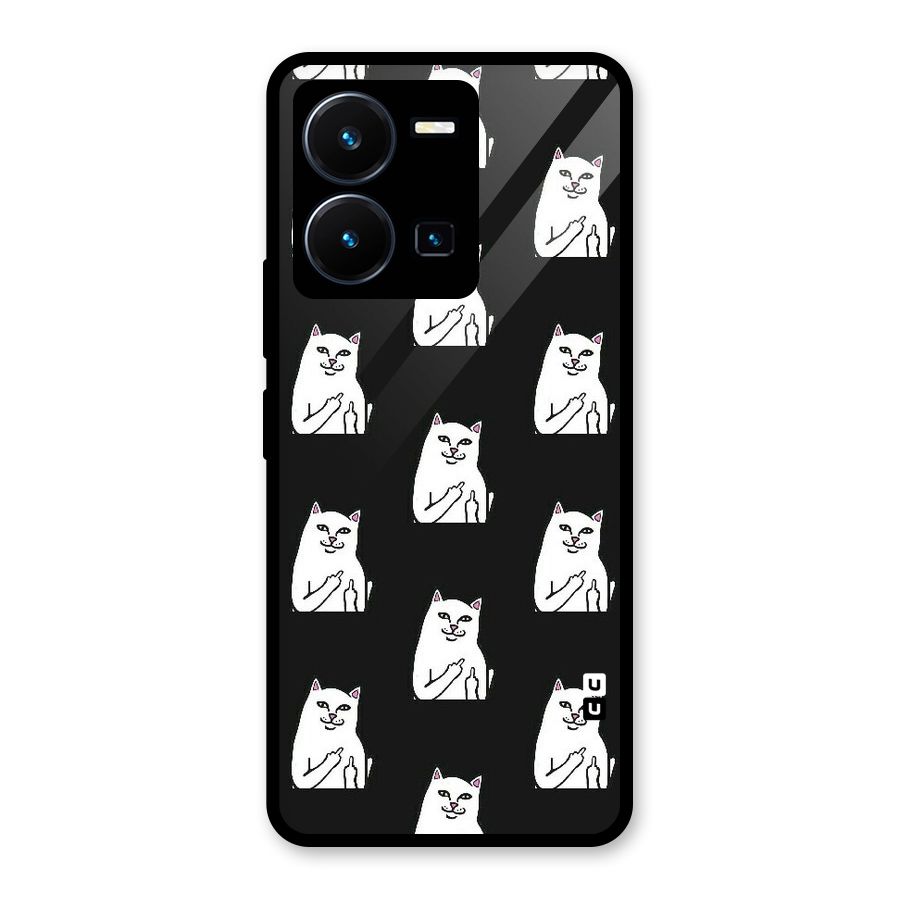 Chill Cat Pattern Glass Back Case for Vivo Y35