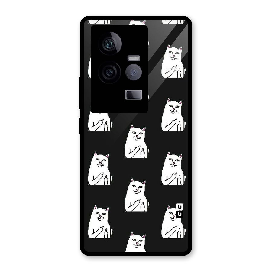 Chill Cat Pattern Glass Back Case for Vivo iQOO 11 5G