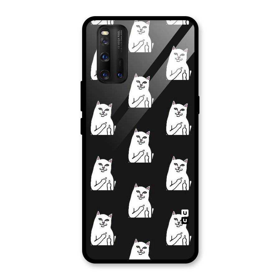 Chill Cat Pattern Glass Back Case for Vivo iQOO 3