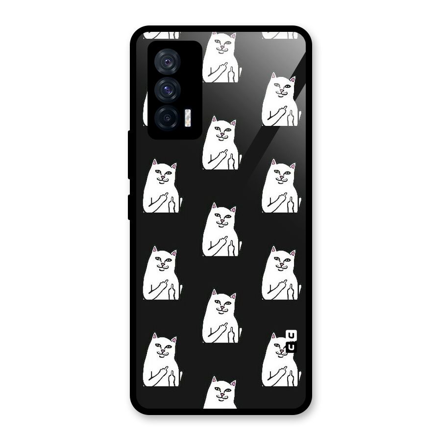 Chill Cat Pattern Glass Back Case for Vivo iQOO 7 5G