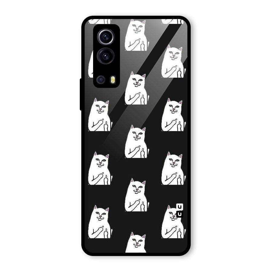 Chill Cat Pattern Glass Back Case for Vivo iQOO Z3