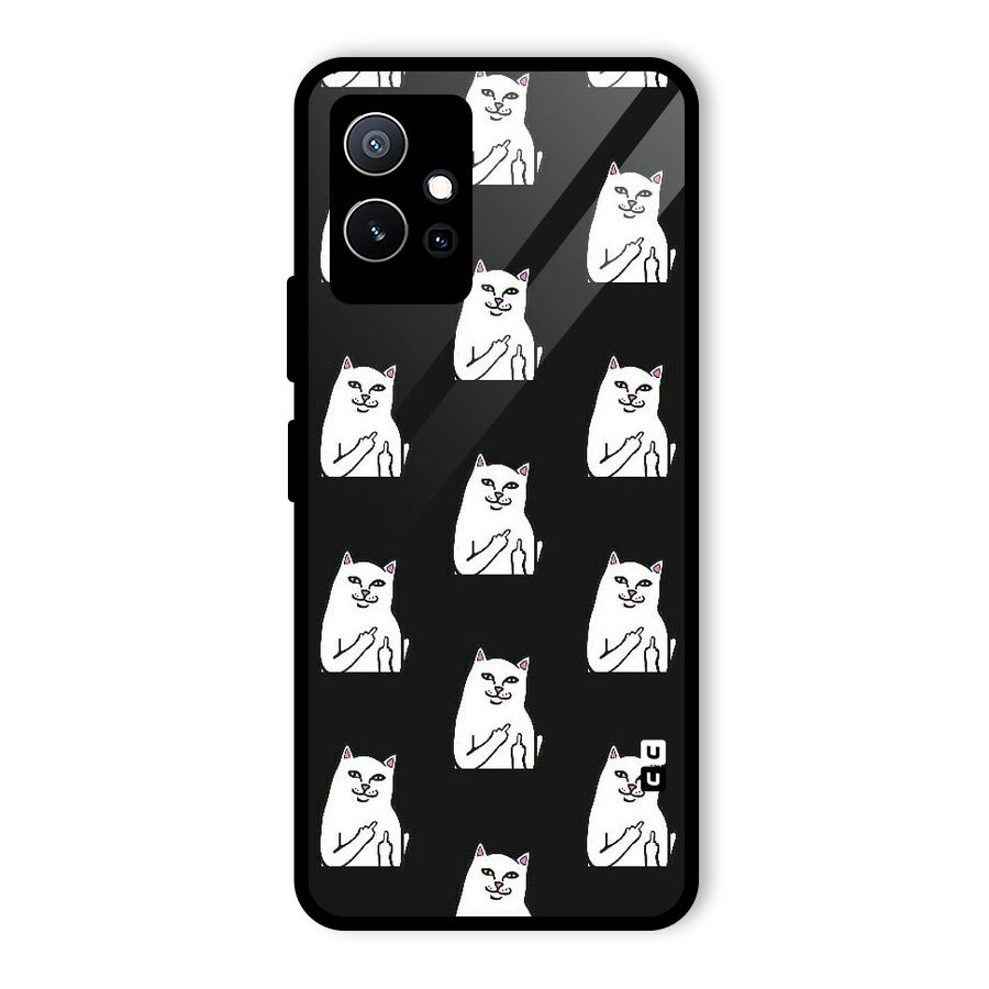 Chill Cat Pattern Glass Back Case for Vivo iQOO Z6