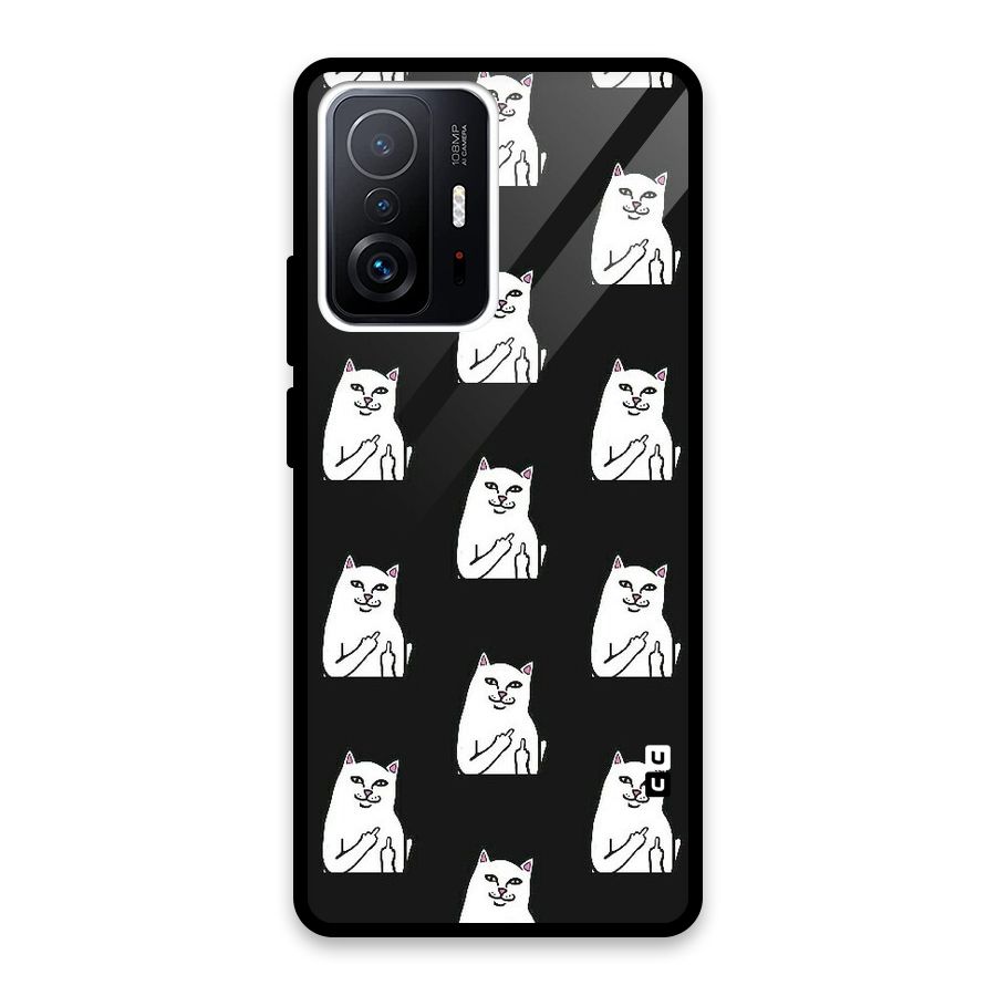 Chill Cat Pattern Glass Back Case for Xiaomi 11T Pro