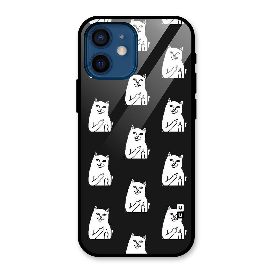 Chill Cat Pattern Glass Back Case for iPhone 12 Mini