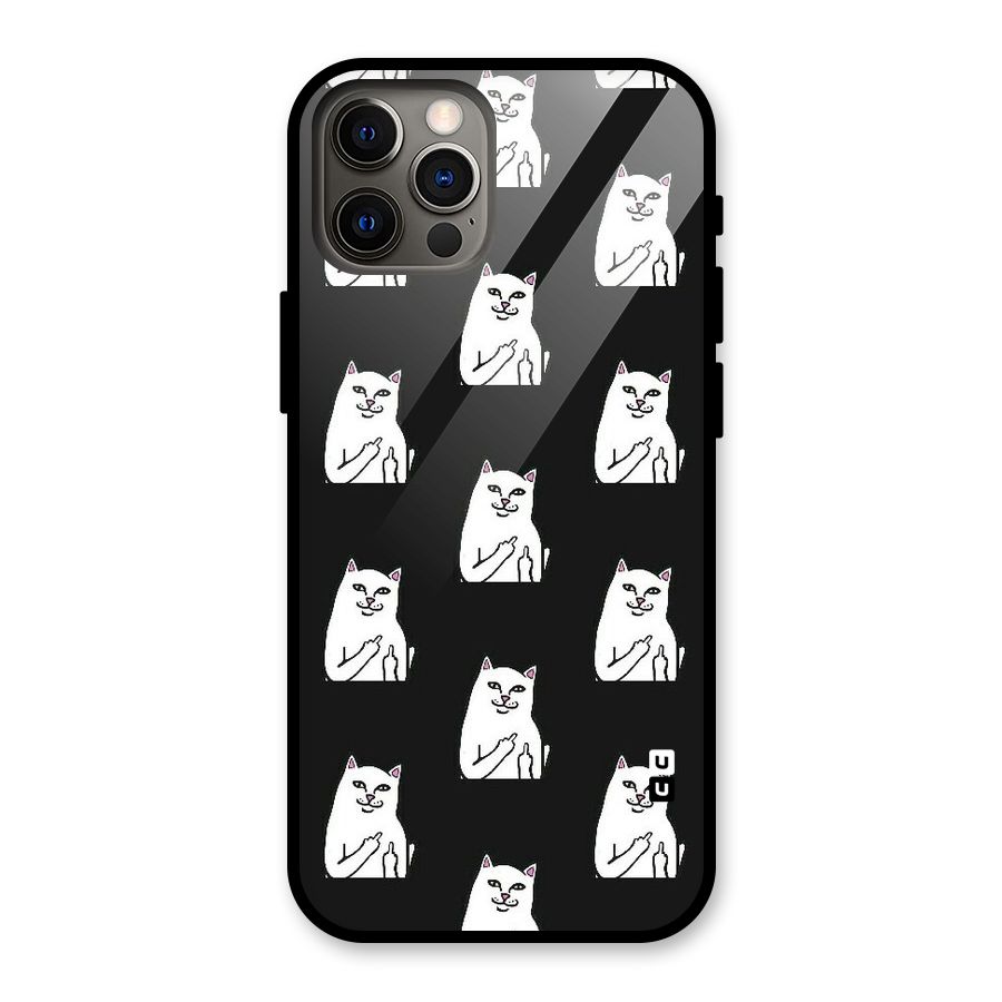 Chill Cat Pattern Glass Back Case for iPhone 12 Pro