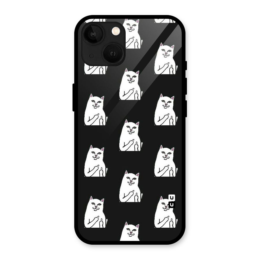 Chill Cat Pattern Glass Back Case for iPhone 13