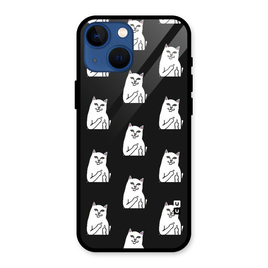 Chill Cat Pattern Glass Back Case for iPhone 13 Mini