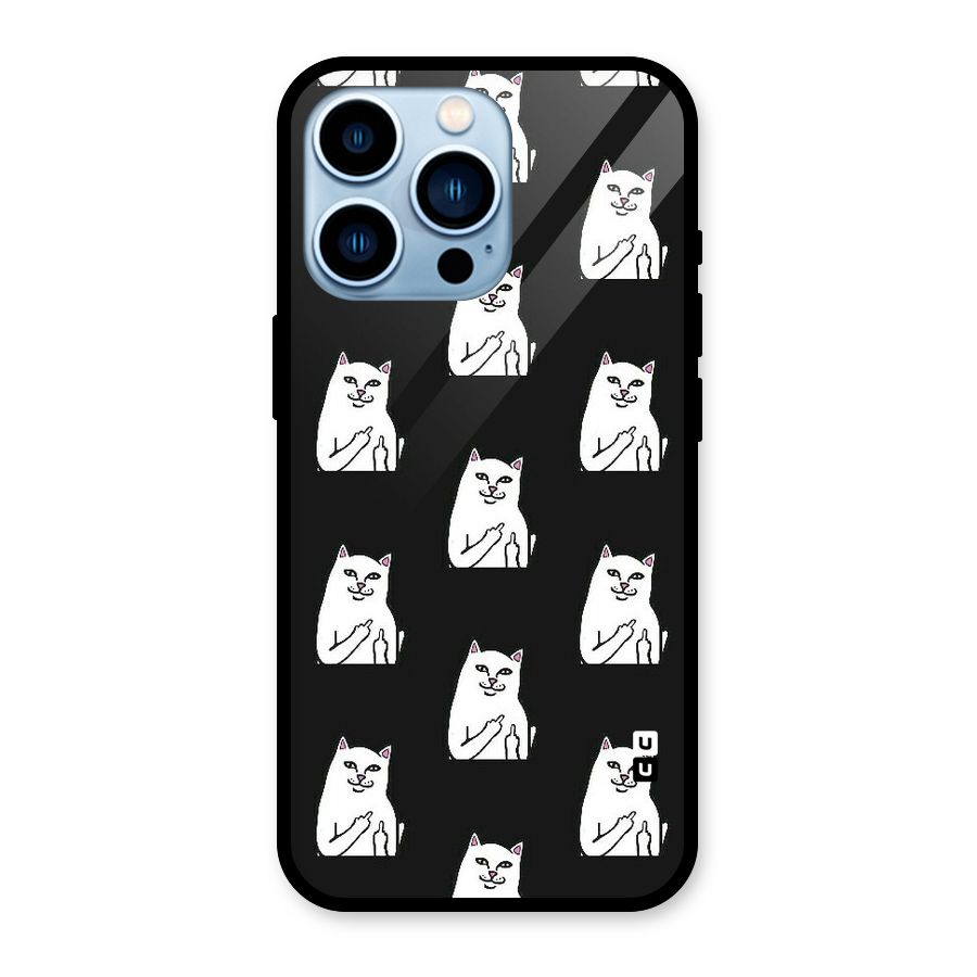 Chill Cat Pattern Glass Back Case for iPhone 13 Pro