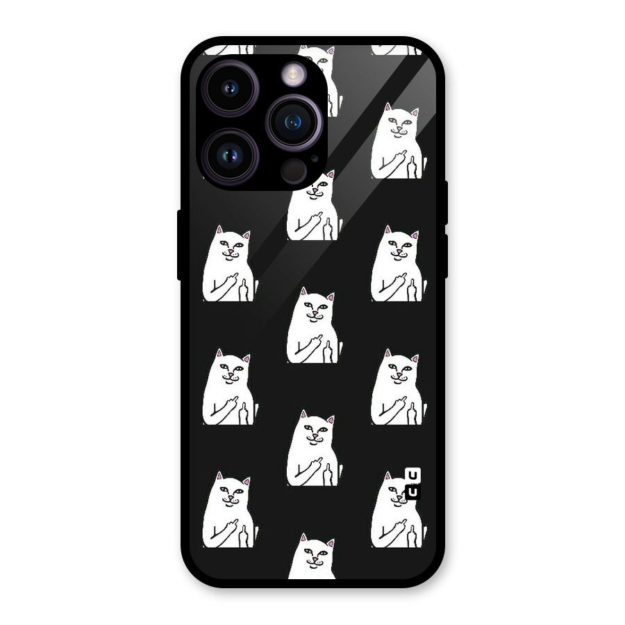 Chill Cat Pattern Glass Back Case for iPhone 14 Pro Max